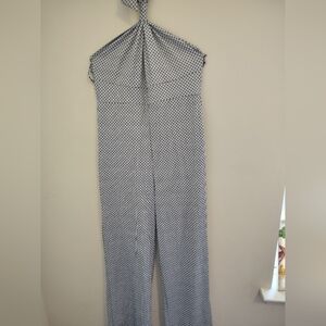 Stylish Black and White Halter Jumpsuit